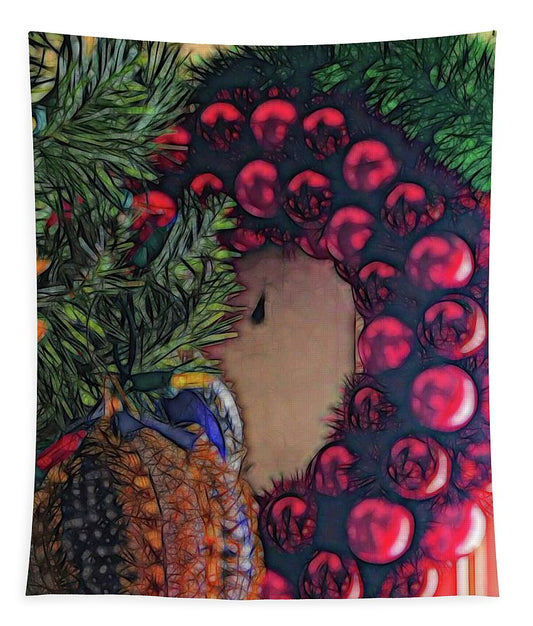 Christmas Wreath In The Light - Tapestry