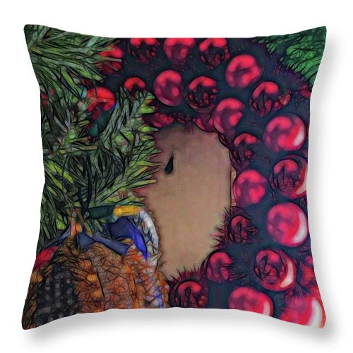 Christmas Wreath In The Light - Throw Pillow