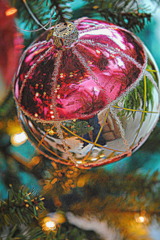 Pink and Silver Tree Decorations Digital Image Download