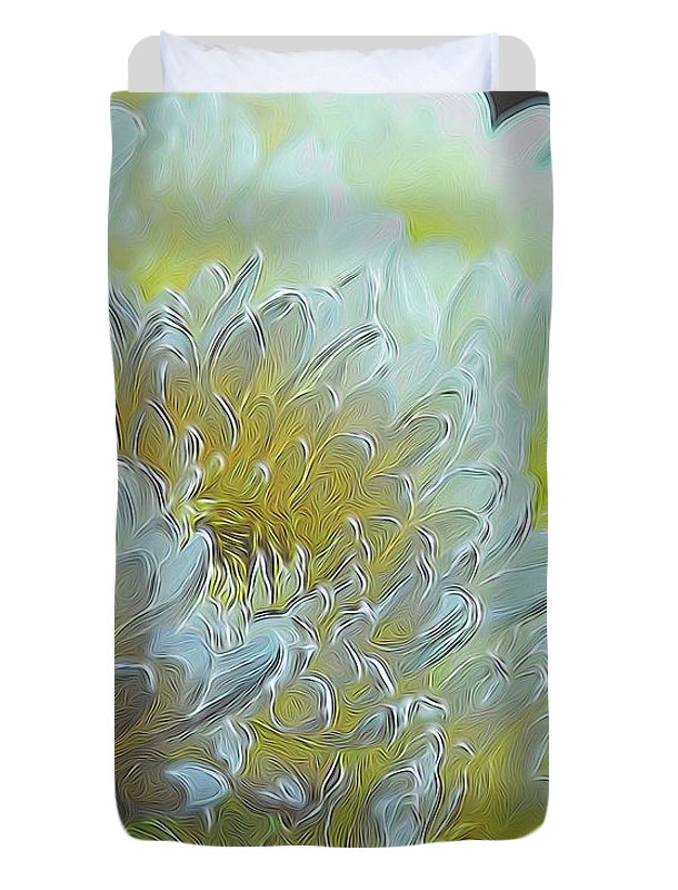 Chrysanthemums in White Light - Duvet Cover