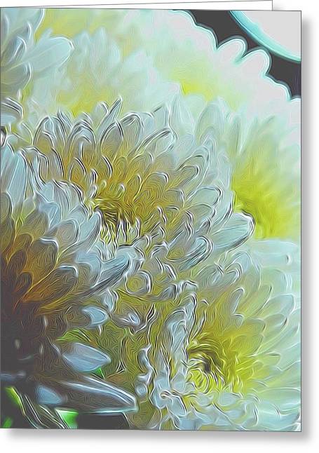 Chrysanthemums in White Light - Greeting Card
