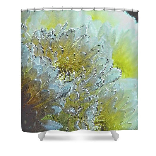 Chrysanthemums in White Light - Shower Curtain