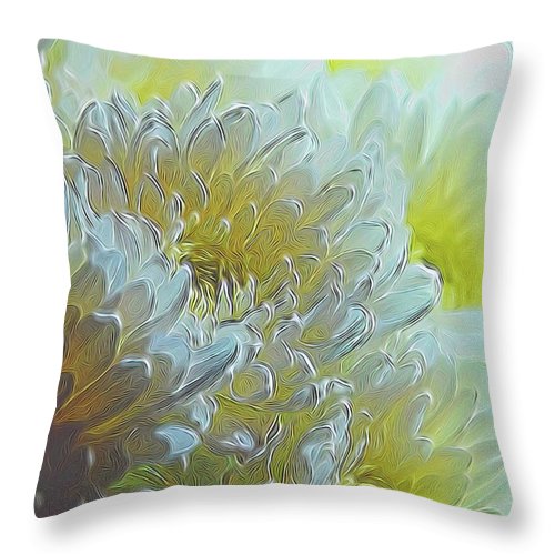 Chrysanthemums in White Light - Throw Pillow