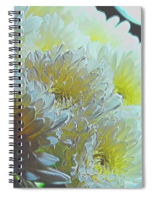 Chrysanthemums in White Light - Spiral Notebook