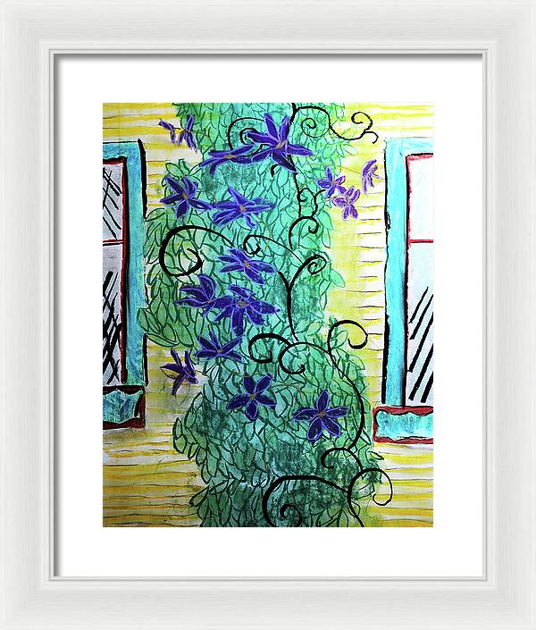 Climbing Purple Vines - Framed Print