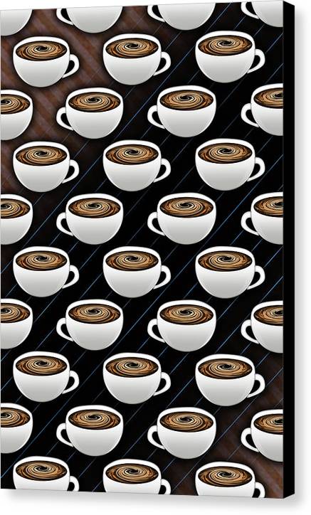 Coffee Cups and Stripes - Canvas Print