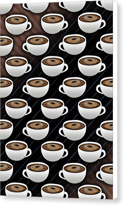 Coffee Cups and Stripes - Canvas Print