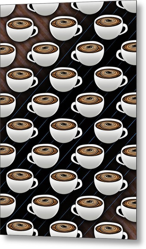 Coffee Cups and Stripes - Metal Print