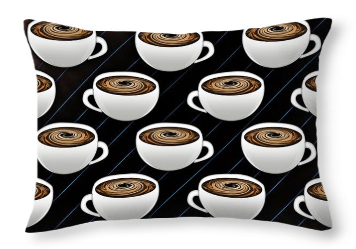 Coffee Cups and Stripes - Throw Pillow