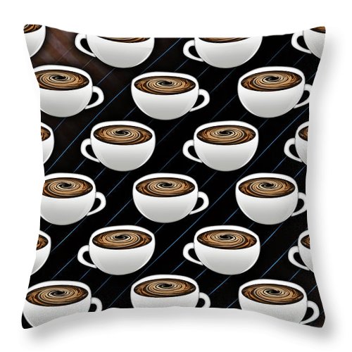 Coffee Cups and Stripes - Throw Pillow