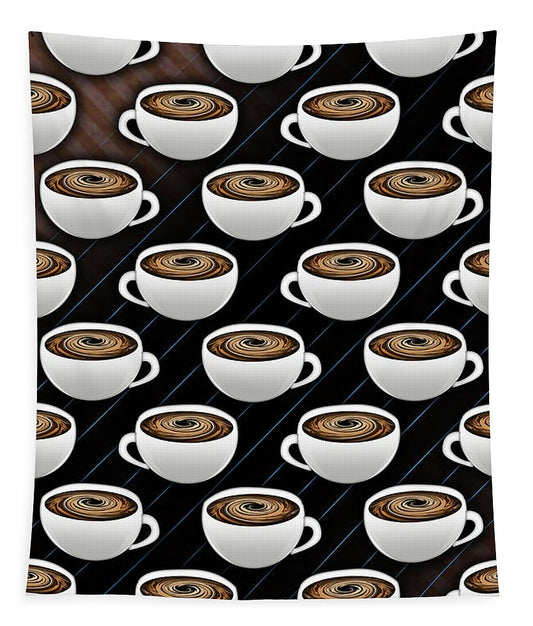Coffee Cups and Stripes - Tapestry