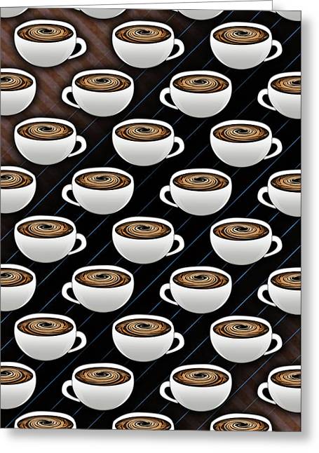 Coffee Cups and Stripes - Greeting Card