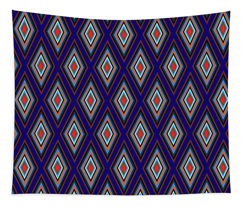 Colorful Diamonds Geometric Pattern Variation 3 - Tapestry