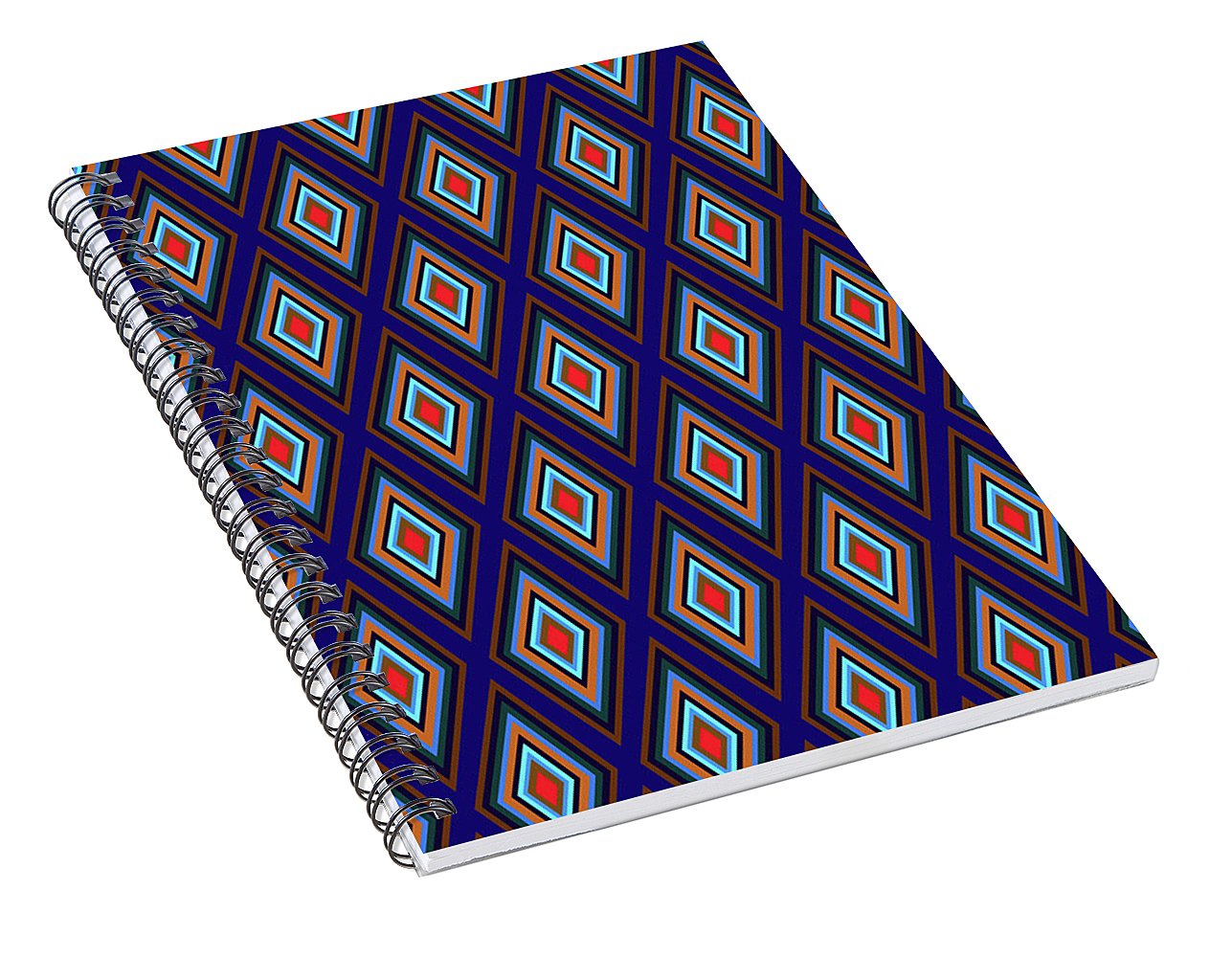Colorful Diamonds Geometric Pattern Variation 3 - Spiral Notebook