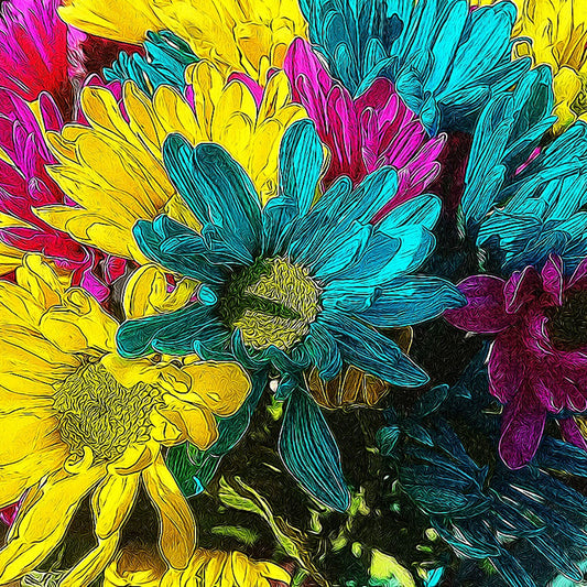 Colorful Daisies Digital Image Download