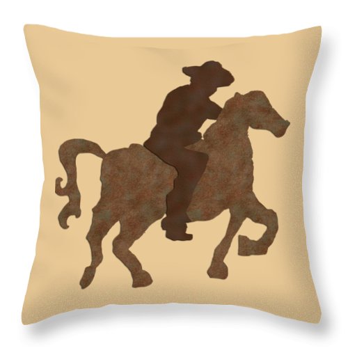 Cowboy On A Horse - Throw Pillow