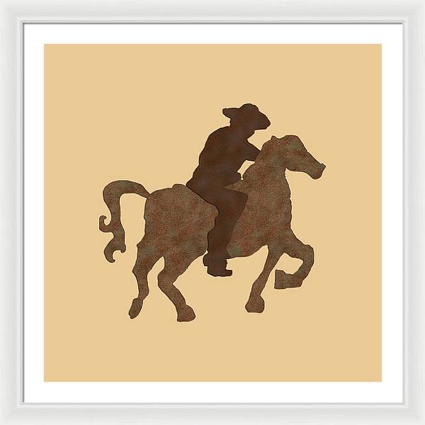 Cowboy On A Horse - Framed Print