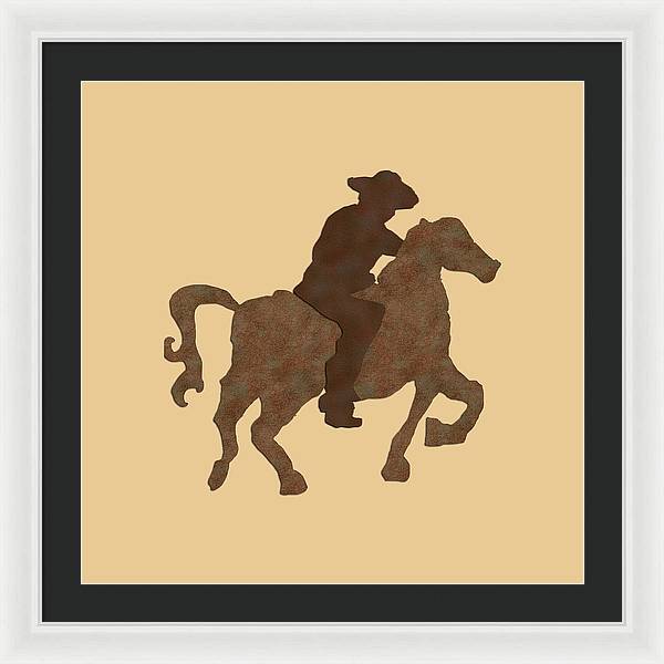 Cowboy On A Horse - Framed Print