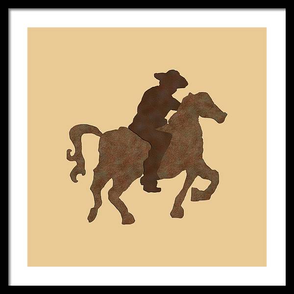 Cowboy On A Horse - Framed Print