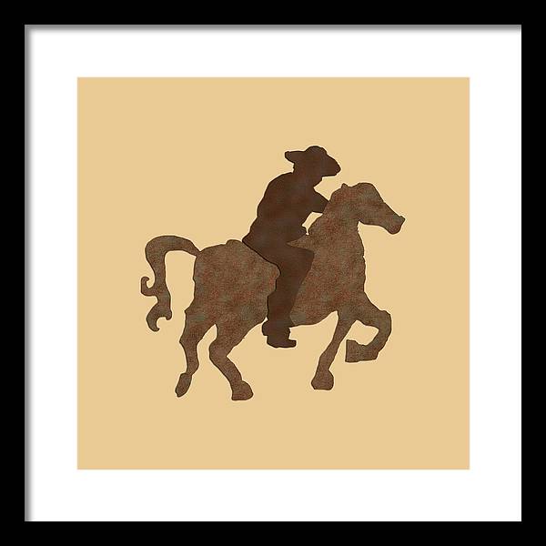 Cowboy On A Horse - Framed Print