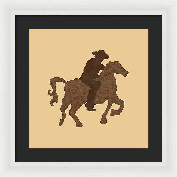 Cowboy On A Horse - Framed Print