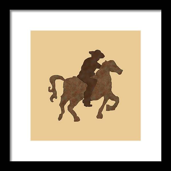 Cowboy On A Horse - Framed Print