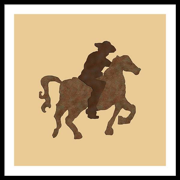 Cowboy On A Horse - Framed Print