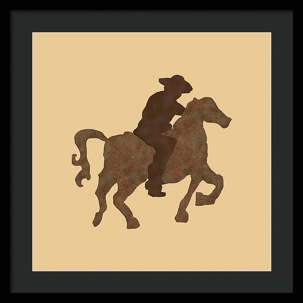 Cowboy On A Horse - Framed Print