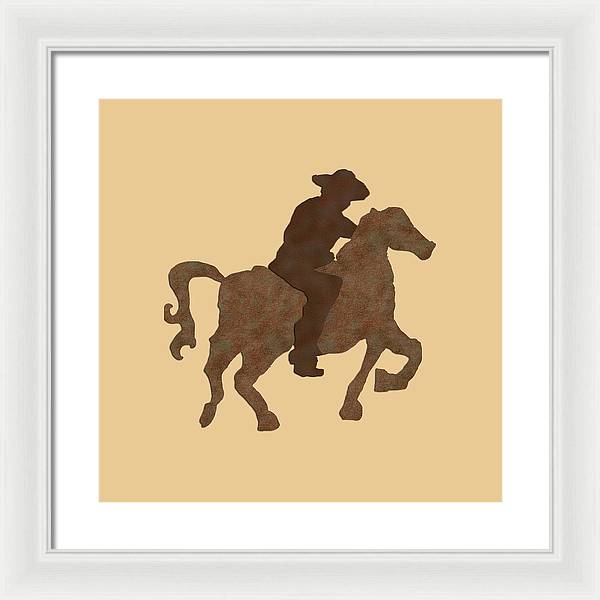 Cowboy On A Horse - Framed Print