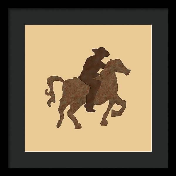Cowboy On A Horse - Framed Print