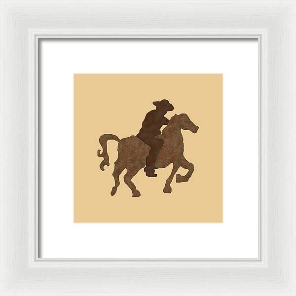 Cowboy On A Horse - Framed Print