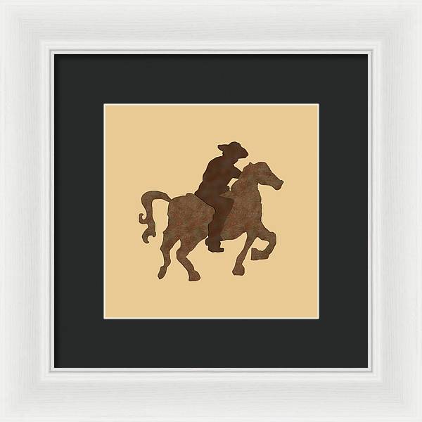 Cowboy On A Horse - Framed Print