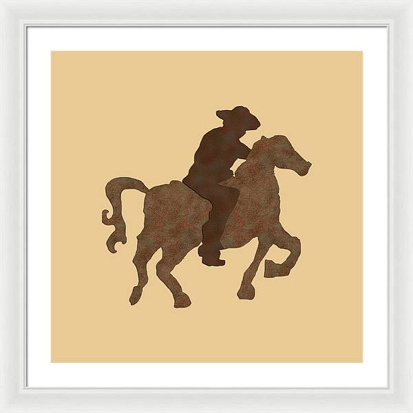 Cowboy On A Horse - Framed Print