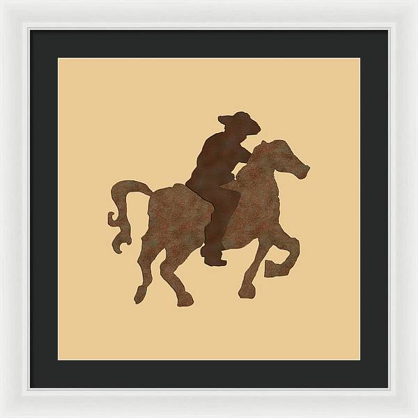 Cowboy On A Horse - Framed Print