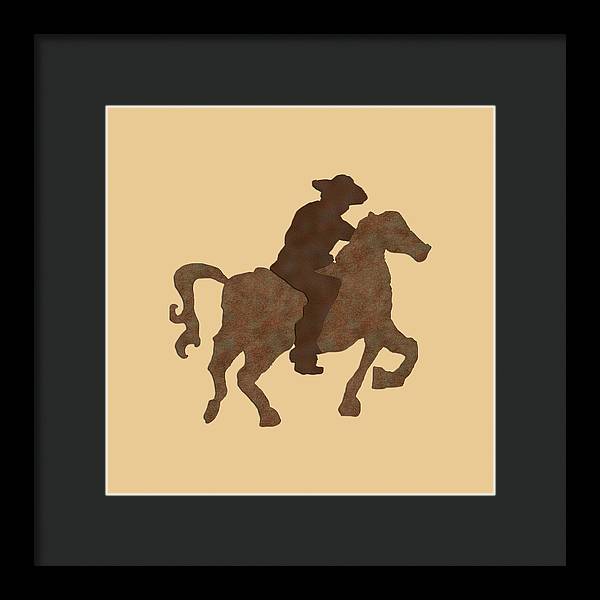 Cowboy On A Horse - Framed Print