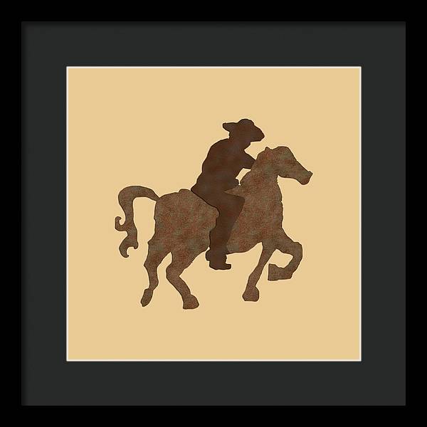 Cowboy On A Horse - Framed Print