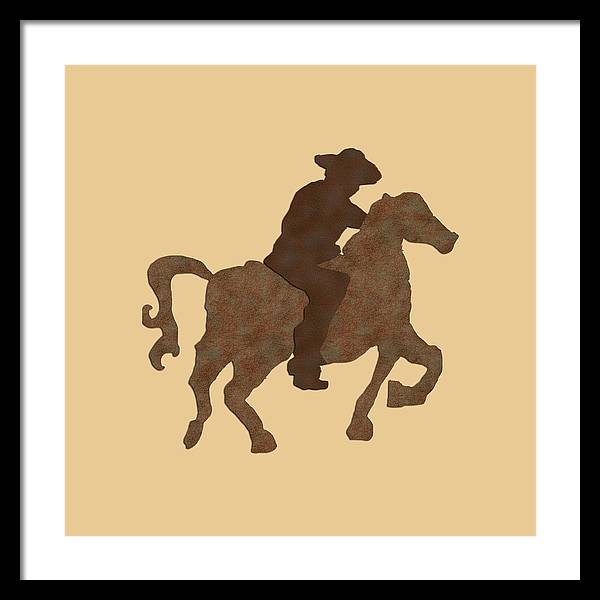 Cowboy On A Horse - Framed Print