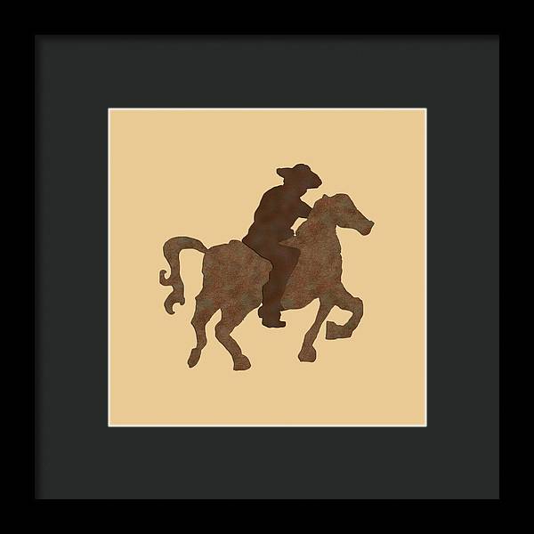 Cowboy On A Horse - Framed Print