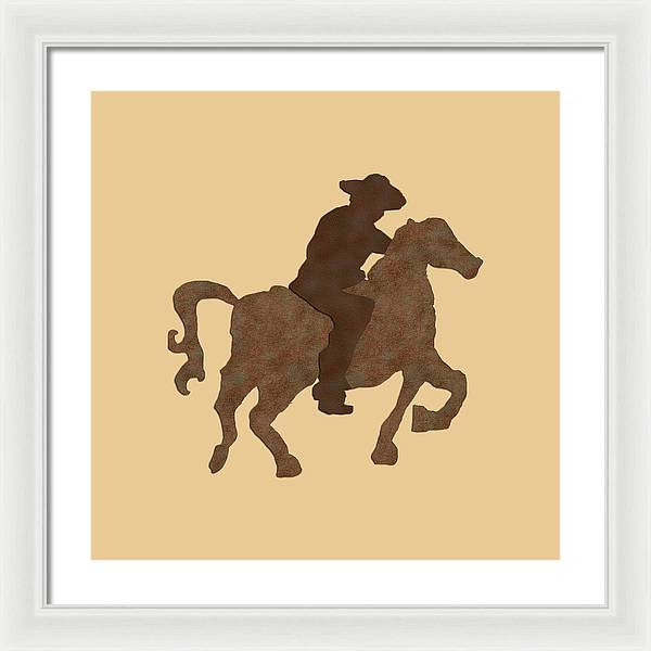 Cowboy On A Horse - Framed Print