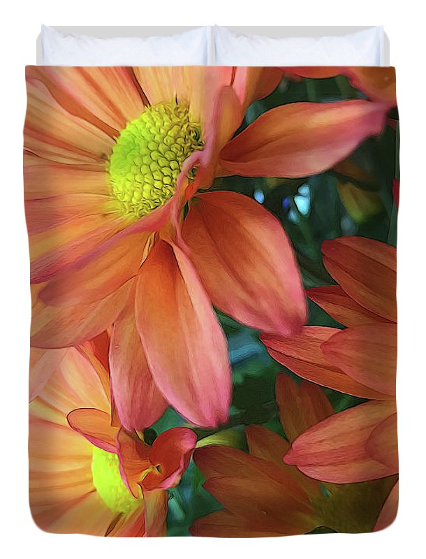Cream and Pink Daisies Close Up - Duvet Cover
