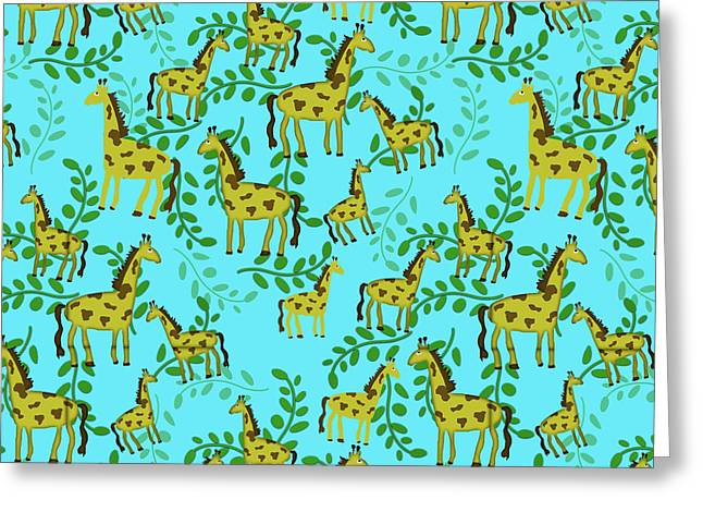 Cute Giraffes Pattern - Greeting Card