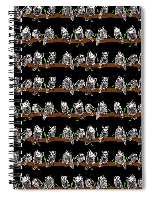 Cute Owls Pattern - Spiral Notebook