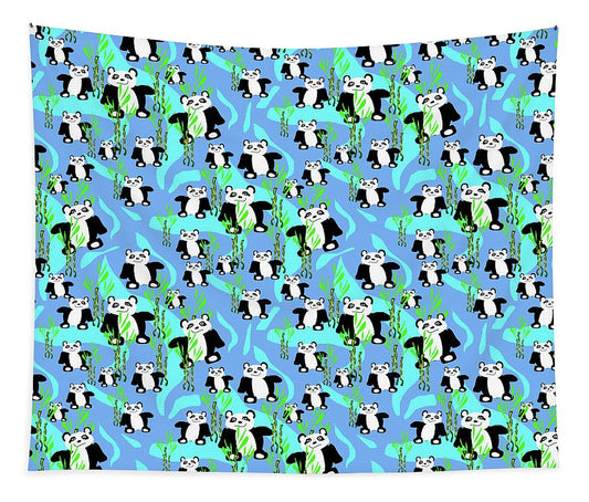 Cute Panda Bears Pattern - Tapestry