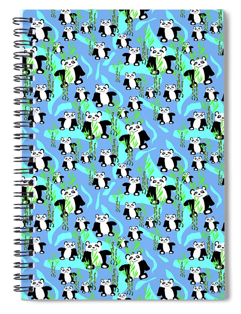 Cute Panda Bears Pattern - Spiral Notebook