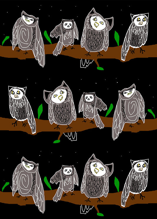 cute Owls Pattern Digital Image Download