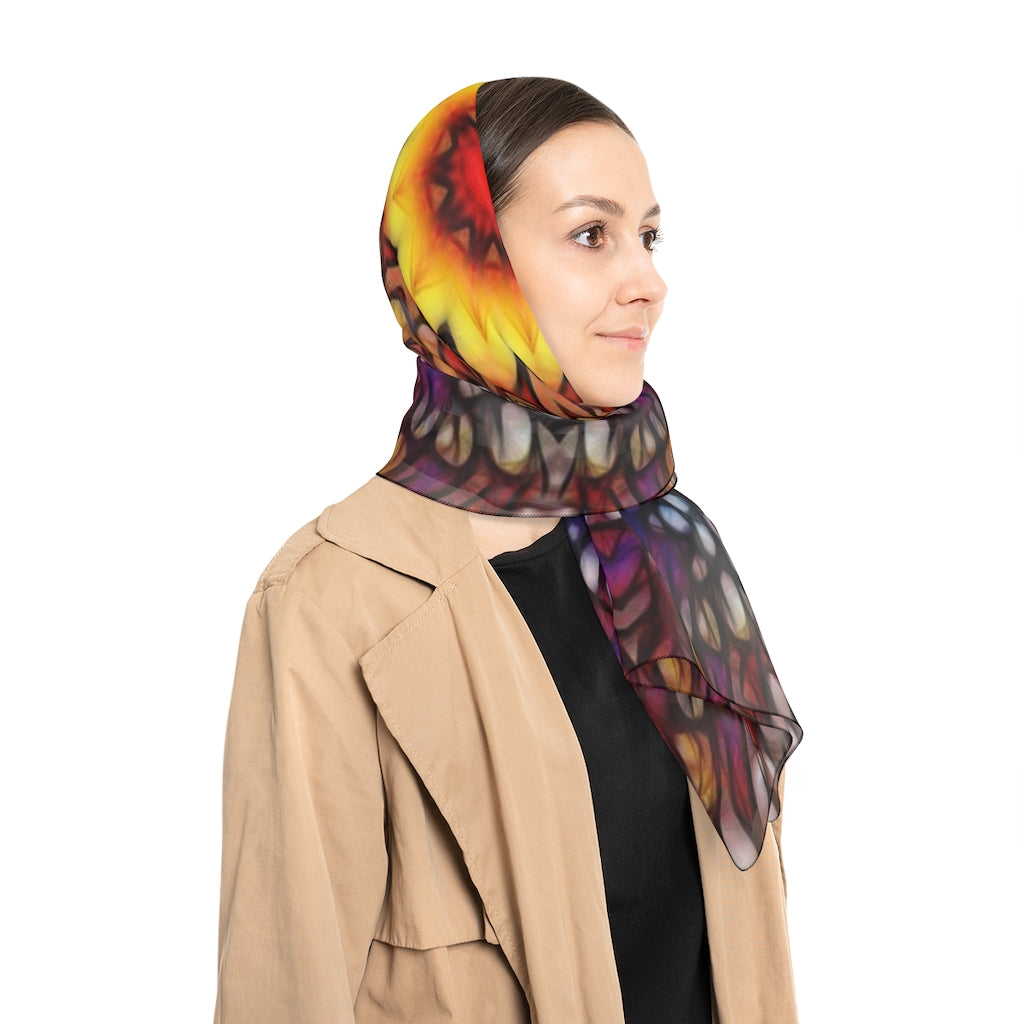 Blue Red Purple Kaleidoscope Poly Scarf