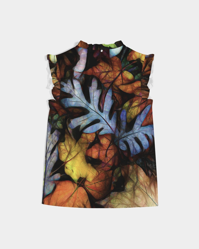 Mid October Leaves Women's Ruffle Sleeve Top