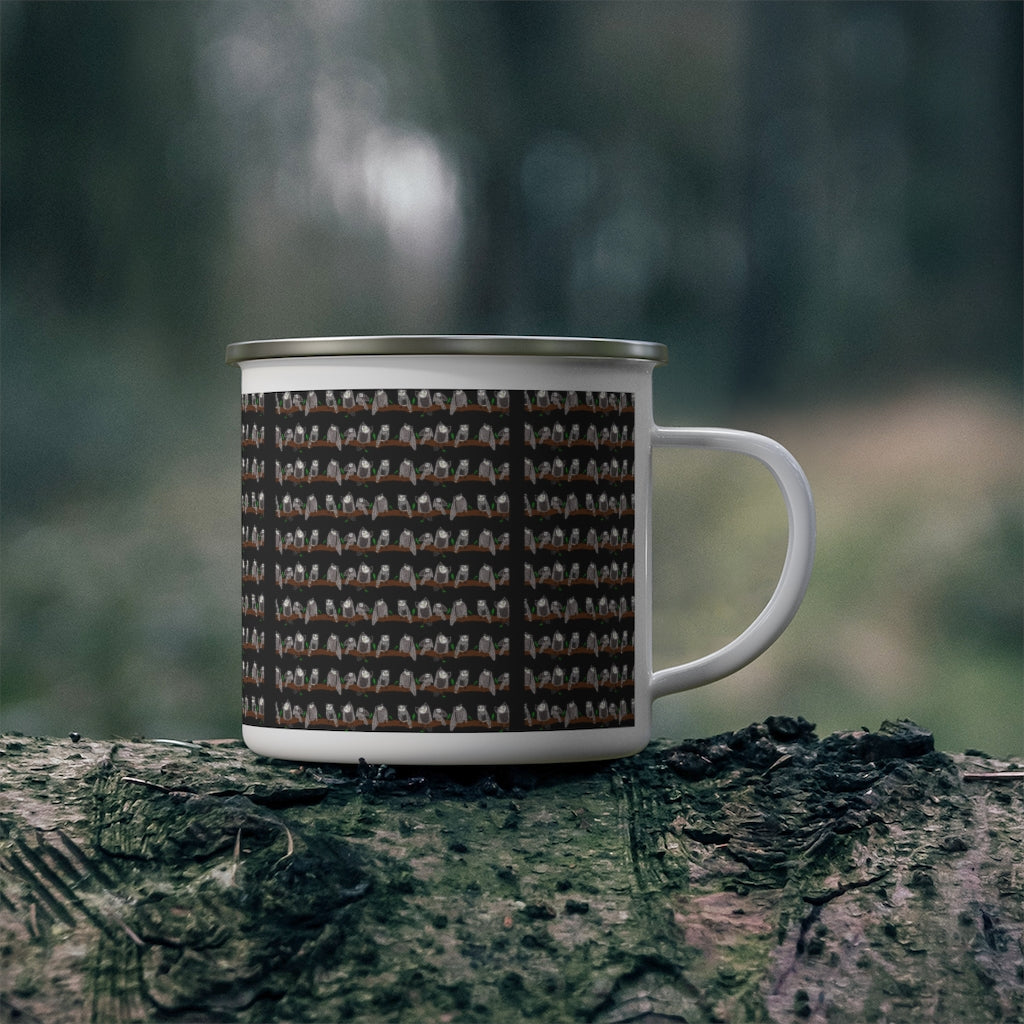 Cute Owl Pattern Enamel Camping Mug