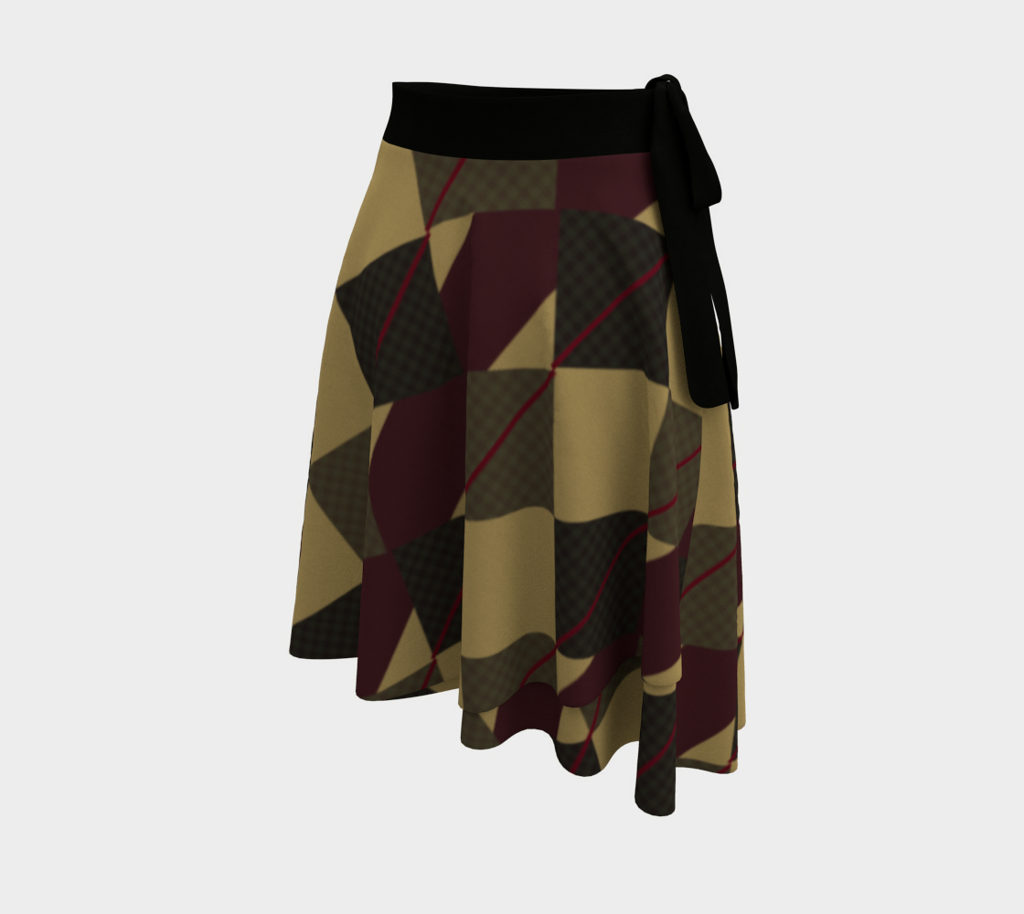 checkered Brown Plaid Wrap Skirt