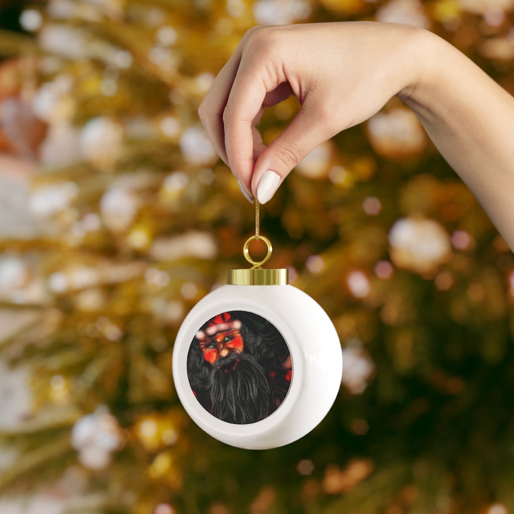 Santa Drawing Christmas Ball Ornament